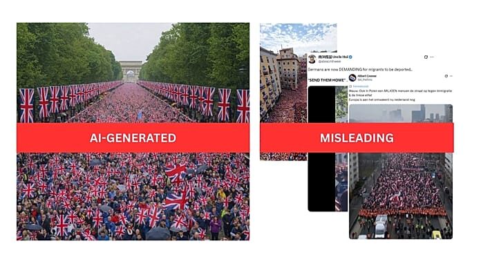 Unrelated and AI-generated images used to suggest far-right protests are spreading across Europe