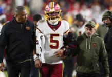 Commanders face backlash for keeping Jayden Daniels in blowout game amid injury