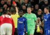 Everton player sent off for slapping teammate