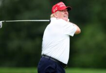 Trump sinks chip shot in viral golf video after claiming 38 golf championships
