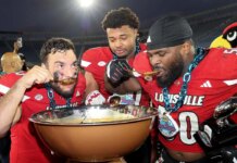 College football: Louisville celebrates win with massive bowl of baked beans