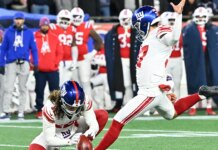 Younghoe Koo misses field goal without touching ball in Giants’ wild first half