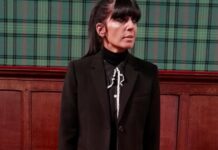 Where to buy Claudia Winkleman’s frilly blouse